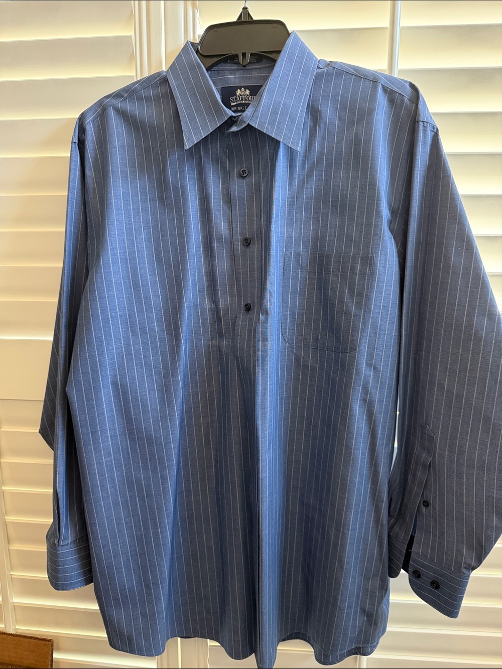 Stafford Blue Pinstripe Long-Sleeve Dress Shirt